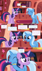 Size: 1280x2168 | Tagged: safe, artist:hakunohamikage, trixie, twilight sparkle, alicorn, pony, ask-princesssparkle, g4, ask, golden oaks library, hug, pregnant, tumblr, twilight sparkle (alicorn)