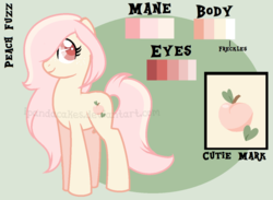 Size: 1108x809 | Tagged: safe, artist:ipandacakes, oc, oc only, oc:peach fuzz, earth pony, pony, female, mare, reference sheet, solo