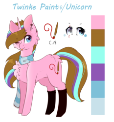 Size: 908x974 | Tagged: safe, artist:twinkepaint, oc, oc only, oc:twinke paint, pony, unicorn, chest fluff, clothes, female, heart eyes, mare, reference sheet, scarf, simple background, socks, solo, tongue out, transparent background, wingding eyes
