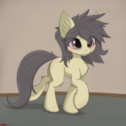 Size: 2000x2000 | Tagged: safe, artist:orang111, oc, oc only, oc:gawul, earth pony, pony, blank flank, cheek fluff, chest fluff, cute, female, fluffy, high res, leg fluff, mare, raised hoof, solo, walking