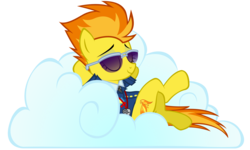 Size: 4400x2648 | Tagged: safe, artist:nikkikitty44, spitfire, pegasus, pony, g4, aviator sunglasses, cloud, cutie mark, drill sergeant, eyes closed, female, high res, hooves, lying on a cloud, mare, on a cloud, on back, relaxing, show accurate, simple background, smiling, solo, sunglasses, transparent background, vector, wings, wonderbolts dress uniform