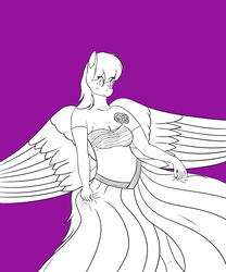 Size: 2500x3000 | Tagged: safe, artist:darnelg, oc, oc only, oc:cold front, pegasus, anthro, anthro oc, blushing, clothes, crossdressing, dress, flower, hand, high res, latex, sketch, solo, tail, underwear