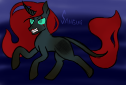 Size: 4592x3093 | Tagged: safe, artist:dyonys, oc, oc only, oc:sanguis, ghost, pony, undead, unicorn, curved horn, horn, male, sketch, stallion