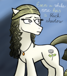 Size: 2893x3292 | Tagged: safe, artist:dyonys, oc, oc only, oc:white rose, earth pony, pony, female, high res, jewelry, mare, necklace, sketch, text