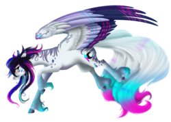 Size: 1024x730 | Tagged: safe, artist:oneiria-fylakas, oc, oc only, oc:cyan crystal, pegasus, pony, colored wings, female, mare, multicolored wings, rainbow power, simple background, solo, transparent background