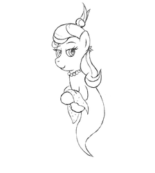 Size: 1938x2164 | Tagged: safe, artist:sollace, oc, oc only, genie, genie pony, bedroom eyes, jewelry, looking back, necklace, pearl necklace, solo, towel