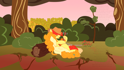 Size: 2870x1614 | Tagged: safe, artist:aaronmk, bright mac, pear butter, earth pony, pony, g4, eyes closed, female, guitar, hat, male, mare, stallion, tree