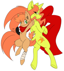 Size: 2915x3247 | Tagged: safe, alternate version, artist:steelsoul, color edit, edit, oc, oc only, oc:force magnitude, oc:himmel, earth pony, pony, unicorn, bandage, clothes, colored, colt, female, high res, male, mare, scarf, simple background, transparent background