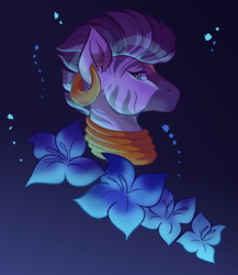 Size: 2000x2300 | Tagged: safe, artist:uunicornicc, zecora, zebra, bridle gossip, g4, ear piercing, female, high res, mare, piercing, poison joke, solo