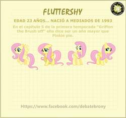 Size: 1878x1767 | Tagged: safe, fluttershy, g4, age, facebook, spanish, text, translated in the comments