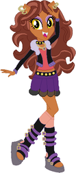 Size: 244x551 | Tagged: safe, artist:pupkinbases, artist:user15432, werewolf, equestria girls, g4, barely eqg related, base used, boots, choker, clawdeen wolf, clothes, crossover, cute, cute little fangs, ear piercing, earring, equestria girls style, equestria girls-ified, fangs, jewelry, mattel, monster high, necklace, piercing, shoes, skirt, solo, spiked choker, stockings, sweater, tank top, thigh highs