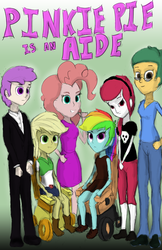 Size: 3300x5100 | Tagged: safe, artist:firemuffin, applejack, pinkie pie, rainbow dash, oc, oc:jerry, equestria girls, g4, color, colored sketch, cover, cover art, disabled, physical disability, wheelchair