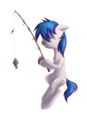 Size: 540x763 | Tagged: safe, artist:loonya, oc, oc only, oc:hooklined, earth pony, fish, pony, fishing, fishing rod, laughing, lineart, simple background, solo, transparent background