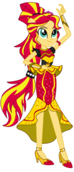 Size: 5200x12000 | Tagged: safe, artist:sunshi, sunset shimmer, equestria girls, equestria girls specials, g4, my little pony equestria girls: dance magic, absurd resolution, alternate hairstyle, clothes, dress, female, flamenco dress, high heels, shoes, simple background, smiling, solo, sunset shimmer flamenco dress, transparent background, vector