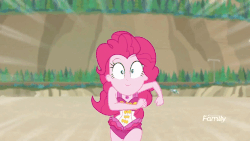 Size: 933x525 | Tagged: safe, edit, edited screencap, screencap, pinkie pie, equestria girls, equestria girls specials, g4, my little pony equestria girls: better together, my little pony equestria girls: forgotten friendship, adorasexy, animated, baywatch, clothes, cute, diapinkes, female, gif, running, sexy, slow motion, solo, swimsuit