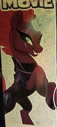 Size: 1149x2575 | Tagged: safe, tempest shadow, pony, unicorn, g4, my little pony: the movie, box art, female, fizzlepop's fireworks, irl, looking at you, majestic, mare, photo, pretty, raised leg, rearing, smiling, solo