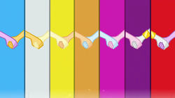 Size: 1920x1080 | Tagged: safe, screencap, applejack, fluttershy, pinkie pie, rainbow dash, rarity, sci-twi, sunset shimmer, twilight sparkle, equestria girls, g4, my little pony equestria girls: better together, ambiguous gender, holding hands, humane five, humane seven, humane six, intro, rainbow