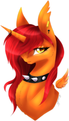 Size: 945x1659 | Tagged: safe, artist:luuny-luna, oc, oc only, oc:paint star, alicorn, pony, bust, choker, female, mare, portrait, simple background, solo, spiked choker, transparent background