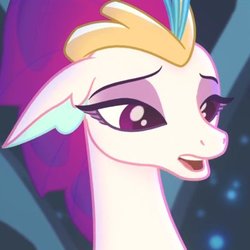 Size: 400x400 | Tagged: safe, screencap, queen novo, seapony (g4), g4, my little pony: the movie, bubble, close-up, colored pupils, crepuscular rays, cropped, crown, eyelashes, eyes closed, eyeshadow, female, floppy ears, flowing mane, glowing, jewelry, lidded eyes, looking at someone, makeup, mare, ocean, open mouth, queen, regalia, seaquestria, solo, swimming, sympathy, tail, teeth, underwater, water, wings