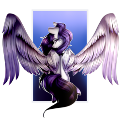 Size: 2000x2000 | Tagged: safe, artist:symphstudio, oc, oc only, oc:chrysalis galaxy, pegasus, pony, female, high res, mare, sitting, solo, spread wings, wings