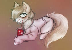 Size: 2389x1674 | Tagged: safe, artist:blindjackk, oc, clothes, commission, drink, male, straw, sweater