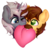Size: 3000x3000 | Tagged: safe, artist:meowcephei, oc, oc only, oc:ardent shield, oc:calpain, pony, unicorn, bust, colored pupils, couple, cute, duo, ear fluff, gay, hearts and hooves day, high res, holiday, looking at each other, male, oc x oc, one eye closed, pillow, shipping, simple background, transparent background, valentine's day, ych result