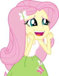 Size: 3000x3891 | Tagged: safe, artist:cloudy glow, fluttershy, equestria girls, g4, my little pony equestria girls: rainbow rocks, .ai available, clothes, excited, female, high res, open mouth, simple background, skirt, smiling, solo, tank top, transparent background, vector