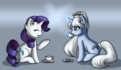 Size: 2056x1184 | Tagged: safe, artist:tears-of-xion, rarity, pony, g4, crossover, food, ponified, rwby, tea, weiss schnee