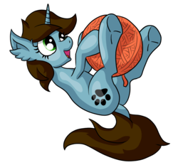 Size: 3000x2784 | Tagged: safe, artist:raktor, oc, oc only, oc:pawsie hooves, pony, unicorn, behaving like a cat, ear fluff, female, high res, mare, paw prints, simple background, solo, transparent background, yarn, yarn ball