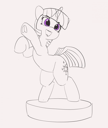 Size: 1280x1509 | Tagged: safe, artist:pabbley, twilight sparkle, pony, g4, 30 minute art challenge, cute, female, frog (hoof), lineart, monochrome, sketch, smiling, solo, twiabetes, underhoof