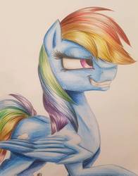 Size: 1090x1388 | Tagged: safe, artist:iseppe, rainbow dash, g4, female, smiling, solo, traditional art