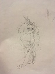 Size: 3024x4032 | Tagged: safe, artist:seriousponylovers, princess celestia, g4, alternate hairstyle, clothes, dress, female, gala, gala dress, solo, traditional art