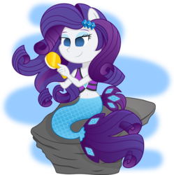 Size: 6438x6462 | Tagged: safe, artist:sugar-loop, part of a set, rarity, mermaid, equestria girls, g4, my little pony: the movie, absurd resolution, belly button, chibi, comb, female, mermaid tail, mermaidized, mermarity, midriff, seaponified, simple background, solo, species swap, transparent background, updated