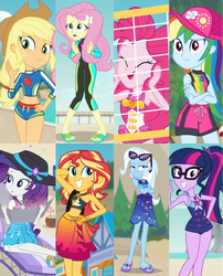 Size: 2500x3100 | Tagged: safe, screencap, applejack, fluttershy, pinkie pie, rainbow dash, rarity, sci-twi, sunset shimmer, trixie, twilight sparkle, human, equestria girls, equestria girls series, forgotten friendship, g4, beach, belly button, clothes, feet, female, flip-flops, geode of empathy, geode of fauna, geode of shielding, geode of sugar bombs, geode of super speed, geode of super strength, geode of telekinesis, glasses, hat, high res, humane five, humane seven, humane six, magical geodes, rock horse, sandals, sarong, sexy, sunglasses, swimsuit, wetsuit