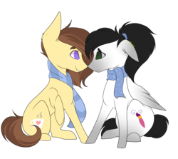 Size: 3145x2805 | Tagged: safe, artist:crazllana, oc, oc only, oc:coffee, oc:tess, earth pony, pegasus, pony, female, high res, mare, simple background, sitting, transparent background