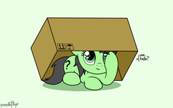 Size: 2108x1318 | Tagged: safe, artist:php142, oc, oc only, oc:filly anon, pony, box, cardboard box, cute, female, filly, heart eyes, looking up, peeking, pony in a box, solo, wingding eyes