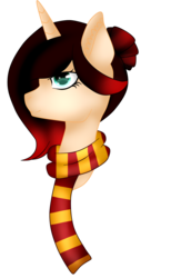Size: 714x1162 | Tagged: safe, artist:cindystarlight, oc, oc only, oc:miss shimmer, pony, unicorn, bust, clothes, female, mare, portrait, scarf, simple background, solo, transparent background