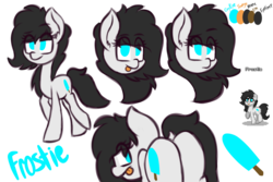 Size: 1500x1000 | Tagged: safe, artist:claudearts, oc, oc only, oc:frostie, earth pony, pony, pony town, :p, bedroom eyes, butt, disembodied head, eyeshadow, food, head, makeup, plot, popsicle, reference sheet, silly, solo, tongue out