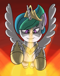 Size: 2400x3000 | Tagged: safe, artist:saburodaimando, princess celestia, alicorn, pony, g4, female, flying, high res, raising the sun, solo