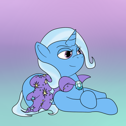 Size: 1200x1200 | Tagged: safe, artist:pavlovzdawg, trixie, pony, unicorn, g4, female, gradient background, lying down, mare, prone, solo
