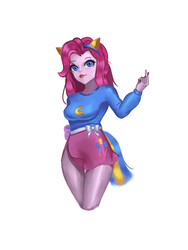 Size: 3000x4000 | Tagged: safe, artist:rerry, pinkie pie, equestria girls, g4, animal ears, cutie mark on clothes, female, simple background, solo, white background