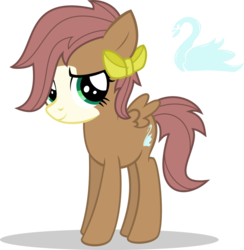 Size: 644x661 | Tagged: safe, artist:mlp-trailgrazer, oc, oc only, oc:frail feather, pegasus, pony, bald face, blaze (coat marking), bow, coat markings, cutie mark, facial markings, hair bow, offspring, parent:fluttershy, parent:trouble shoes, parents:troubleshy, simple background, solo, teenager, transparent background