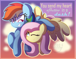 Size: 3352x2576 | Tagged: safe, artist:bubbly-storm, fluttershy, rainbow dash, pegasus, pony, g4, female, high res, holiday, lesbian, mare, ship:flutterdash, shipping, valentine's day