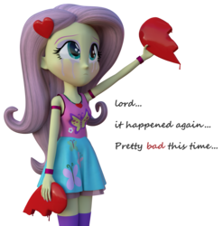 Size: 3792x3840 | Tagged: safe, artist:efk-san, fluttershy, equestria girls, g4, 3d, crying, female, heart, high res, sad, simple background, solo, transparent background
