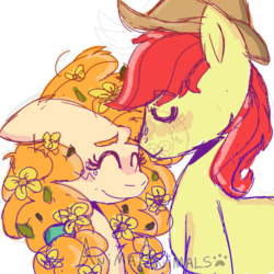 Size: 1024x1024 | Tagged: safe, artist:animaanimalsbr, bright mac, pear butter, earth pony, pony, g4, the perfect pear, female, holiday, male, mare, ship:brightbutter, shipping, simple background, stallion, straight, transparent background, valentine's day