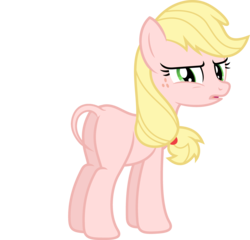 Size: 3574x3433 | Tagged: safe, artist:porygon2z, edit, editor:slayerbvc, vector edit, applejack, earth pony, pony, g4, bald, butt, female, furless, furless edit, high res, mare, nude edit, nudity, plot, shaved, shaved tail, simple background, solo, transparent background, vector