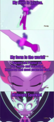 Size: 640x1423 | Tagged: safe, edit, edited screencap, screencap, sci-twi, twilight sparkle, equestria girls, g4, my little pony equestria girls: friendship games, dragon ball, dragon ball super, midnight sparkle, screencap comic, text, zamasu