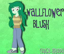 Size: 1879x1591 | Tagged: safe, artist:cyber-murph, wallflower blush, equestria girls, equestria girls series, forgotten friendship, g4, clothes, cute, freckles, hands behind back, jeans, pants, sad, signature, sweater