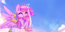 Size: 1000x500 | Tagged: safe, artist:meekcheep, princess cadance, alicorn, pony, g4, archery, arrow, bow (weapon), bow and arrow, cute, cutedance, female, holiday, mare, princess of love, solo, valentine's day, weapon
