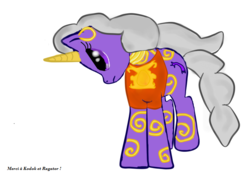 Size: 743x526 | Tagged: safe, artist:boushi33, pony, unicorn, clothes, ear piercing, earring, female, jewelry, league of legends, mare, piercing, ponified, simple background, solo, soraka, white background
